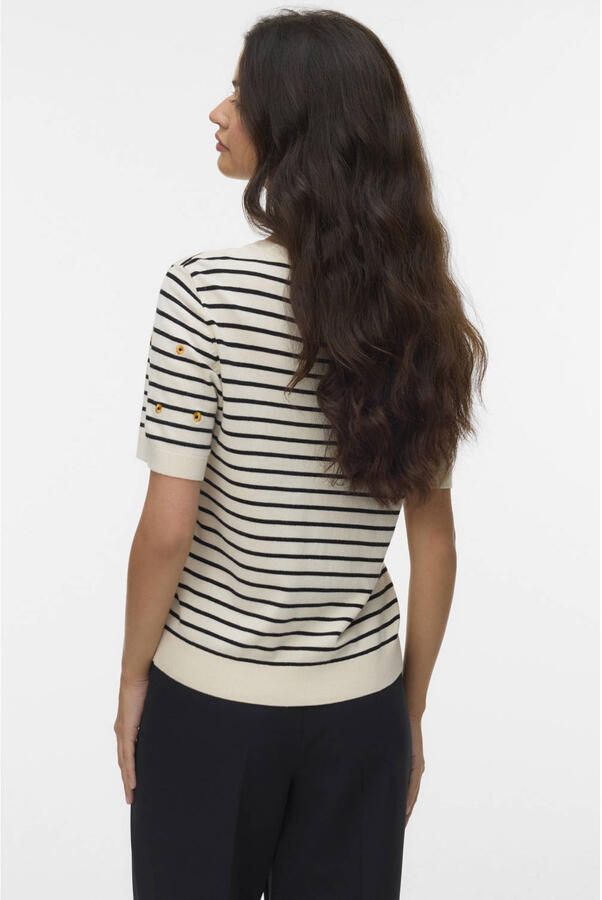 VERO MODA gestreepte gebloemde top zwart - Foto 2
