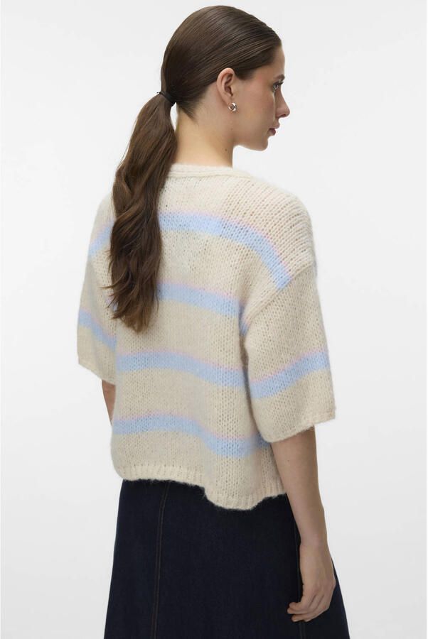 VERO MODA gestreepte gebreid vest ecru