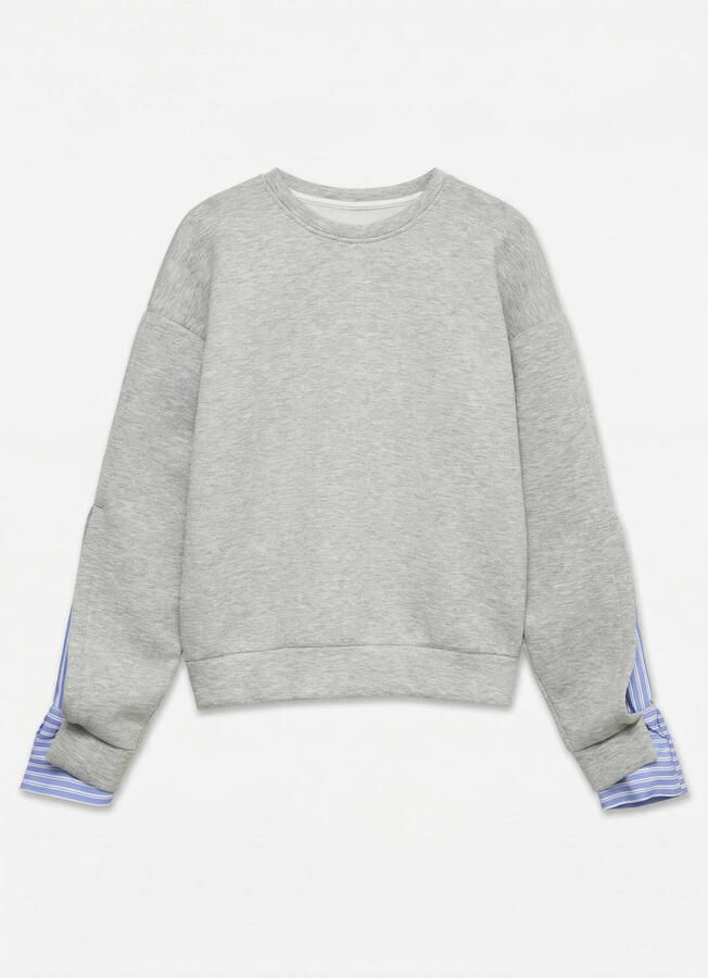 VERO MODA gestreepte sweater lichtgrijs