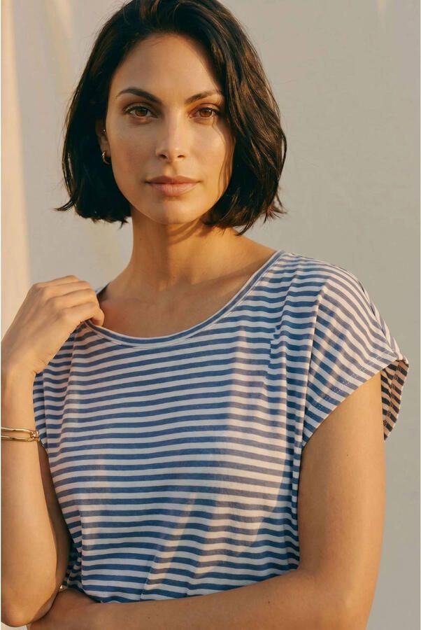 Vero Moda Shirt met ronde hals VMAVA PLAIN SS TOP STRIPE GA JRS NOOS