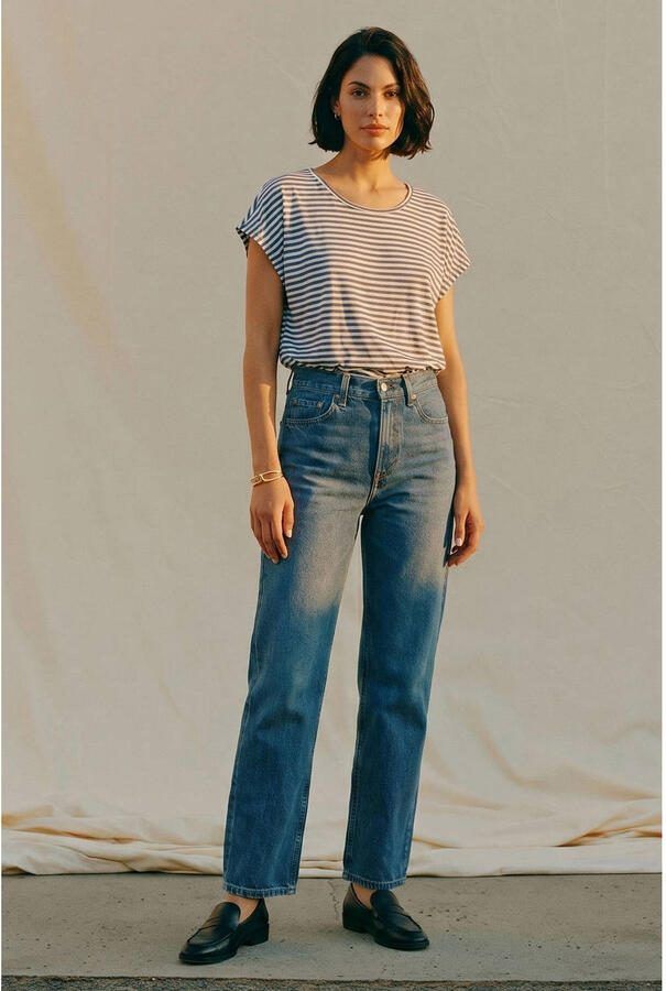 Vero Moda Shirt met ronde hals VMAVA PLAIN SS TOP STRIPE GA JRS NOOS - Foto 2