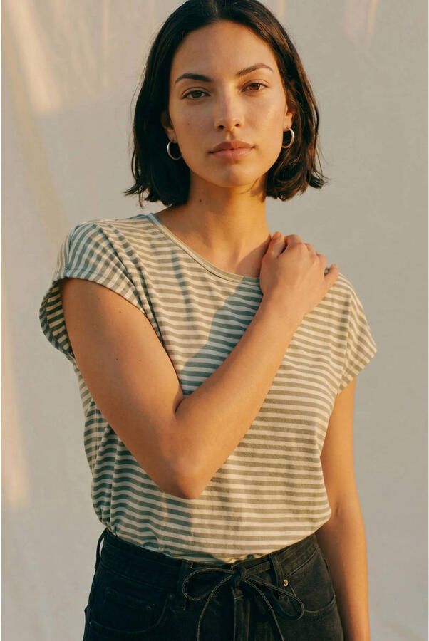 Vero Moda Shirt met ronde hals VMAVA PLAIN SS TOP STRIPE GA JRS NOOS