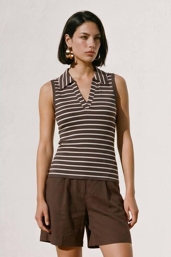 VERO MODA gestreepte top donkerbruin