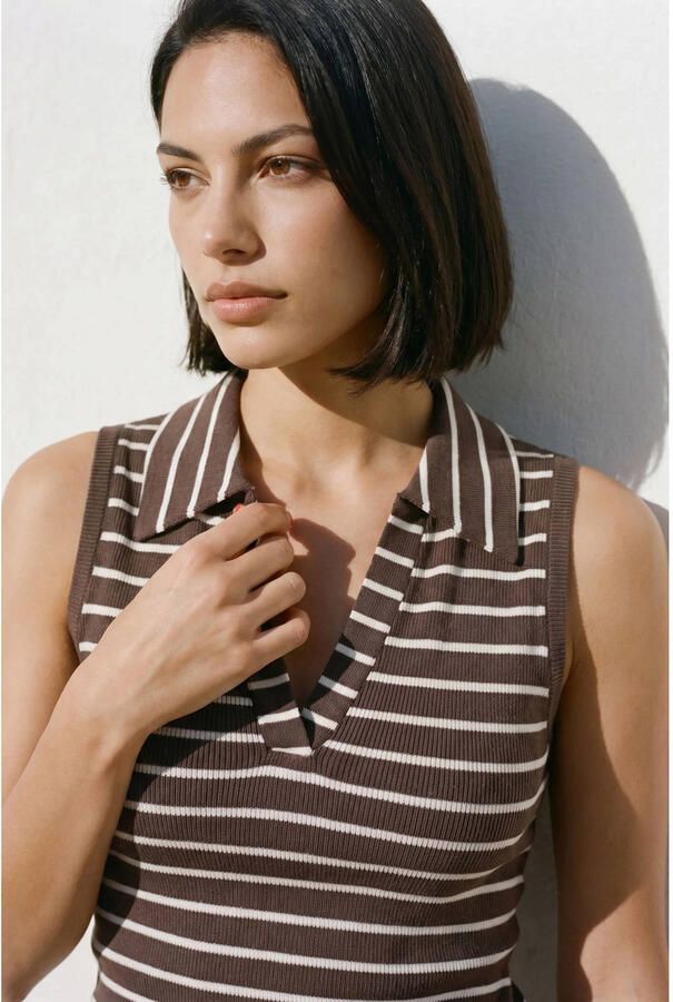 VERO MODA gestreepte top donkerbruin - Foto 2