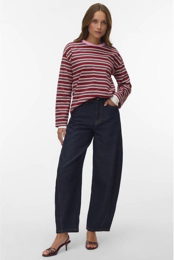 VERO MODA gestreepte top donkerrood - Foto 2