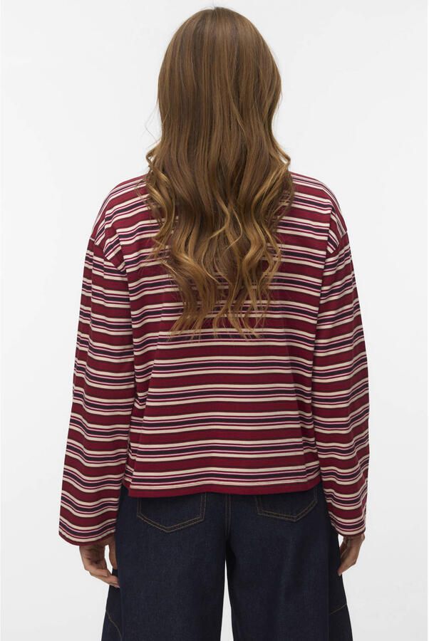 VERO MODA gestreepte top donkerrood - Foto 3