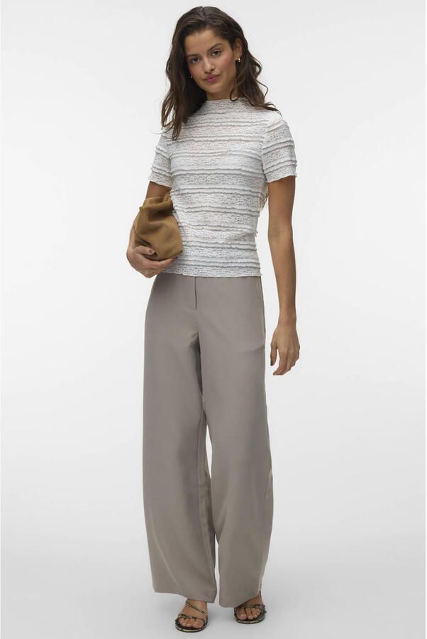 Vero Moda slim fit T-shirt met structuurpatroon model 'ABIGAIL'