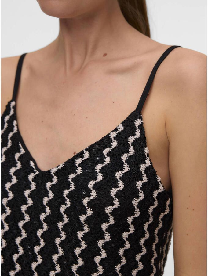 VERO MODA gestreepte top fijn gebreid zwart - Foto 2