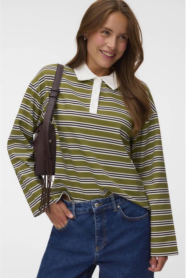 VERO MODA x Wehkamp gestreepte polo groen