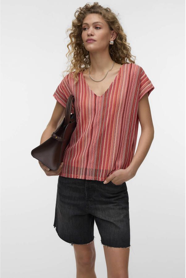 VERO MODA gestreepte top rood