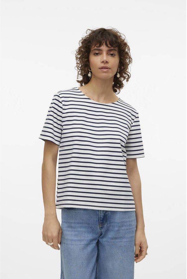 Vero Moda Shirt met ronde hals VMABBY SS ZIP TOP JRS NOOS