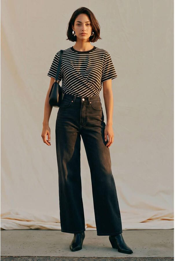 VERO MODA gestreepte top zwart - Foto 2