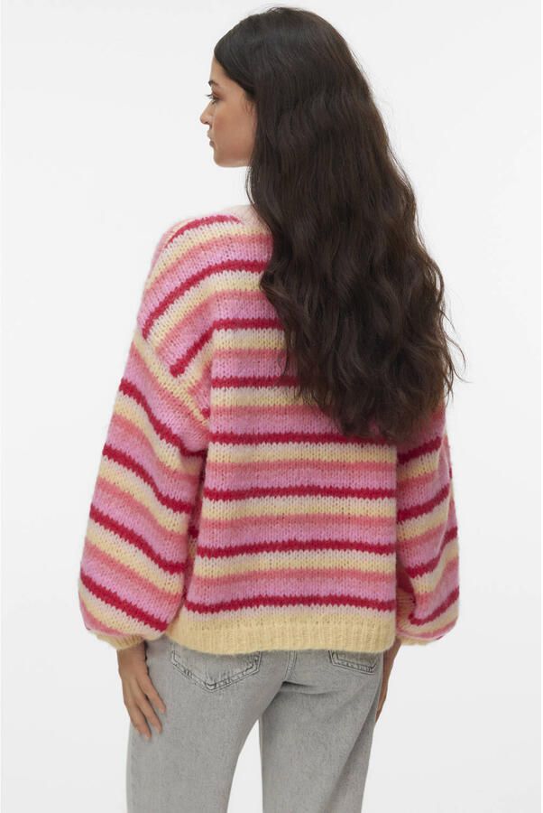VERO MODA gestreepte trui roze gebreid - Foto 3