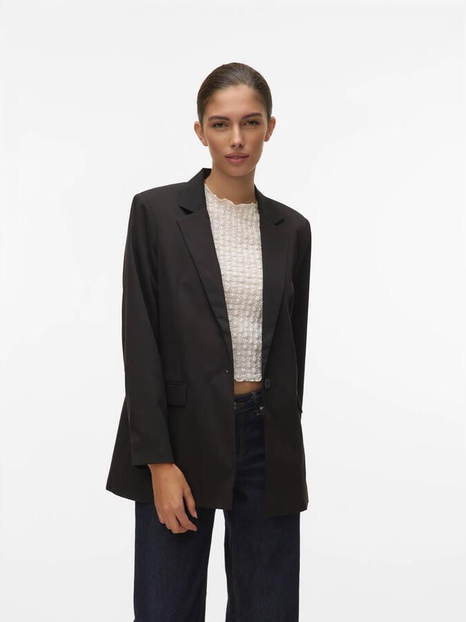 Vero Moda Relaxed fit lange blazer van viscosemix model 'NILA' - Foto 3