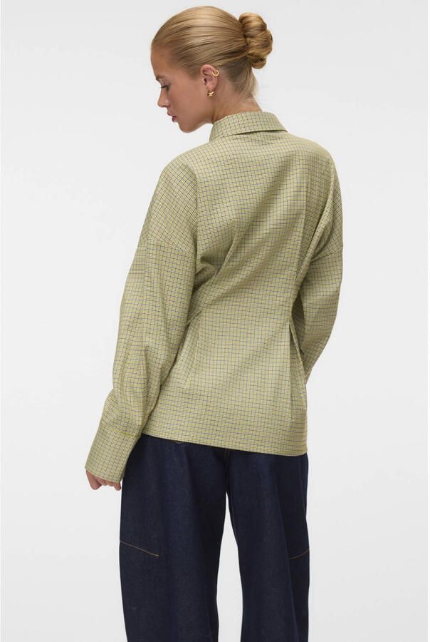 VERO MODA getailleerde geruite blouse lichtgroen - Foto 2