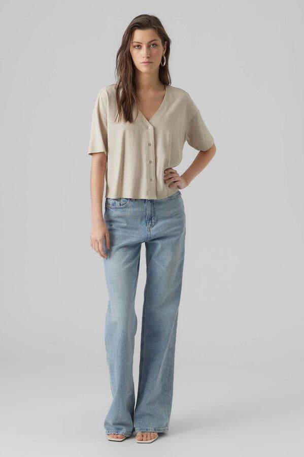 Vero Moda boxy fit overhemdblouse van mix van viscose en linnen model 'MYMILO' - Foto 2