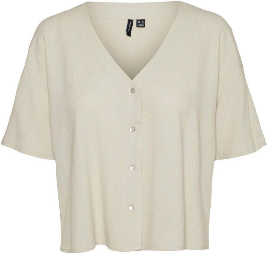Vero Moda boxy fit overhemdblouse van mix van viscose en linnen model 'MYMILO' - Foto 2