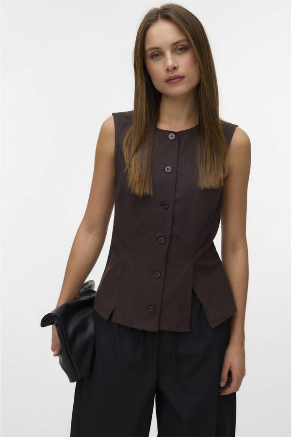 VERO MODA gilet donkerbruin