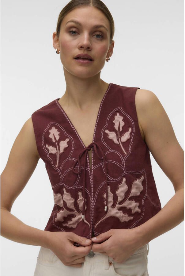 VERO MODA gilet donkerrood