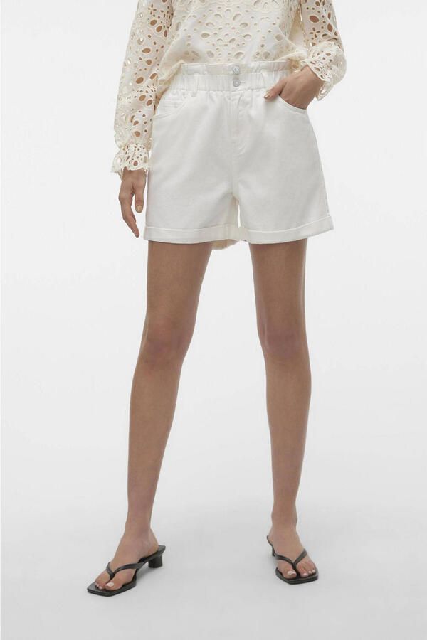 VERO MODA high waist loose fit short VMLYRA ecru