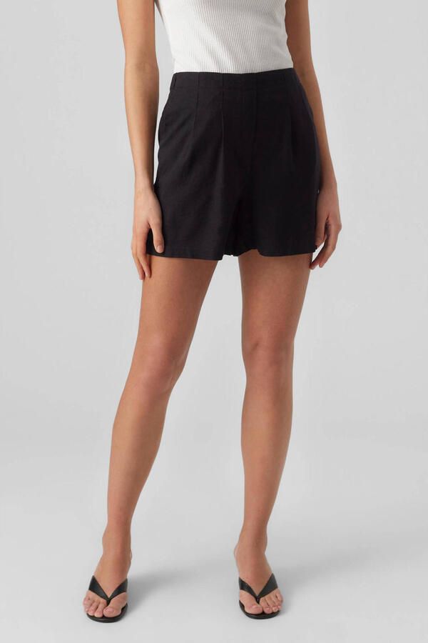 Vero Moda Regular fit korte broek van een mix van viscose en linnen model 'JESMILO' - Foto 3