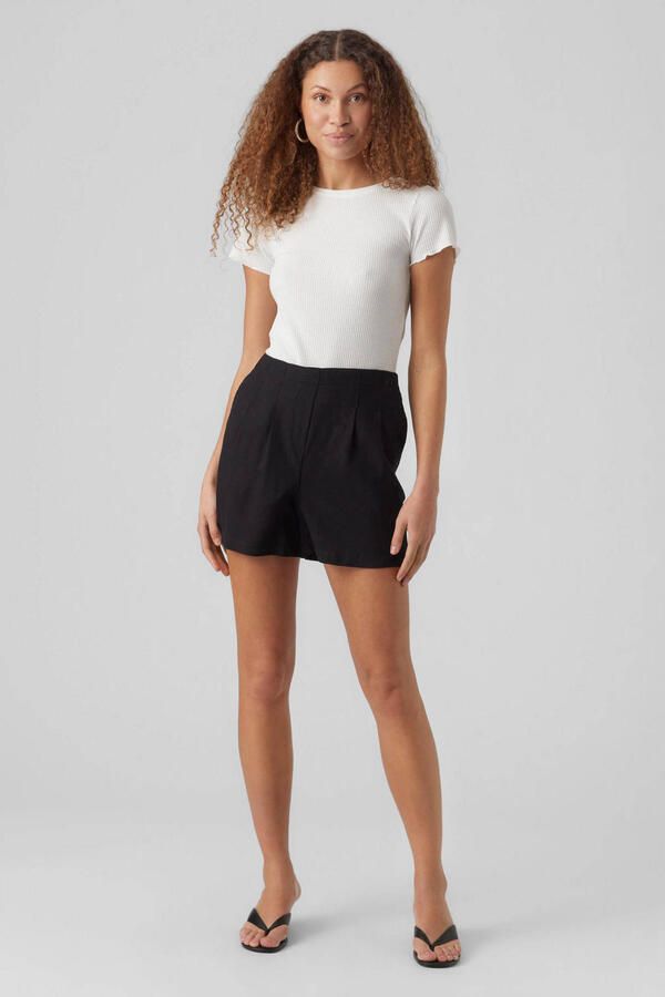Vero Moda Regular fit korte broek van een mix van viscose en linnen model 'JESMILO' - Foto 3