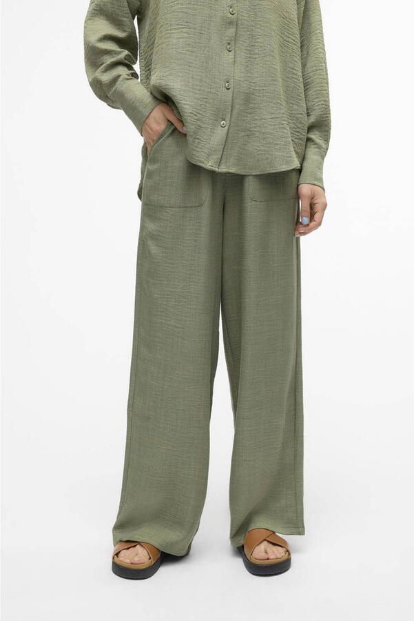 Vero Moda Regular fit wijde broek met elastische band model 'MELANEY'