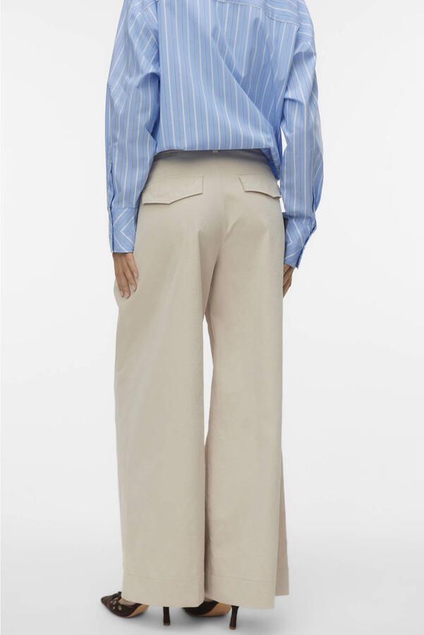 VERO MODA high waist wide leg casual broek beige - Foto 3