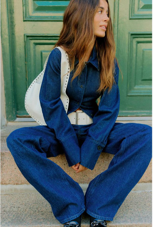 Vero Moda Wide fit high rise jeans van katoenmix met contrastnaden model 'TESSA' - Foto 3