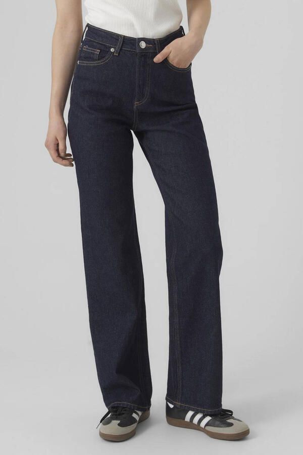 Vero Moda Wide fit high rise jeans van katoenmix met contrastnaden model 'TESSA'