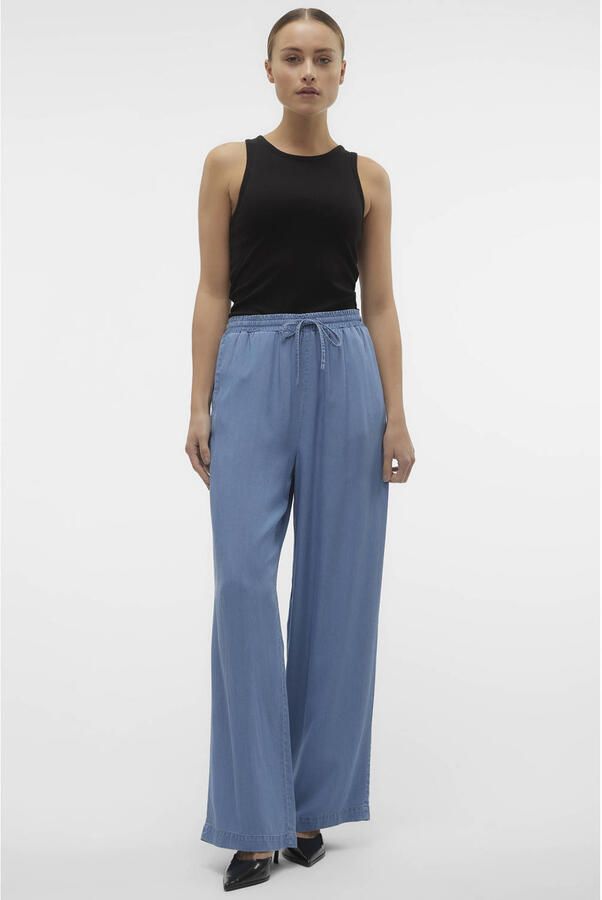 Vero Moda Regular fit wijde broek met tunnelkoord model 'BREE'
