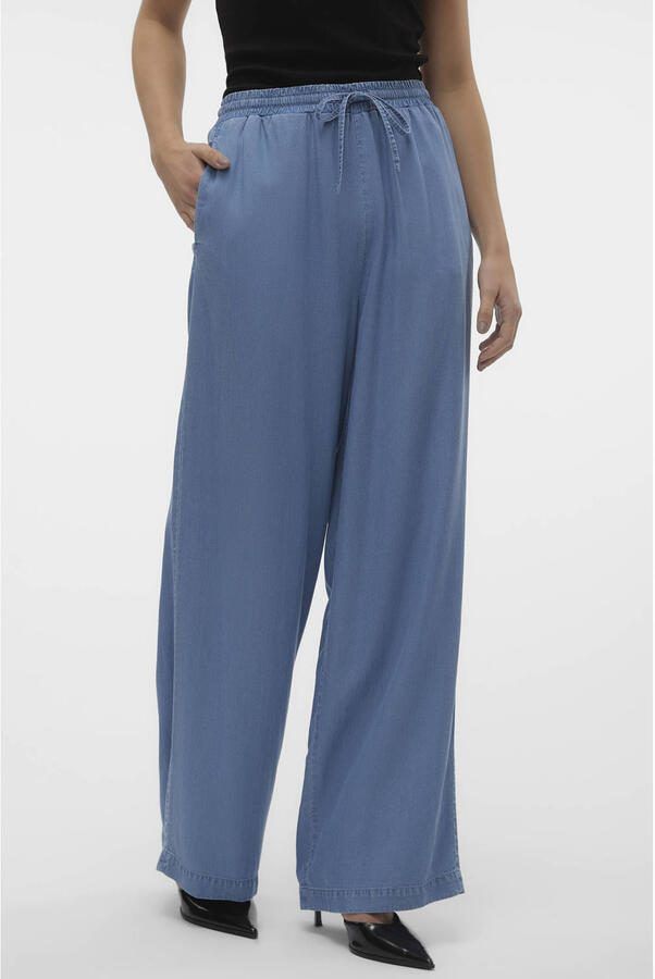 Vero Moda Regular fit wijde broek met tunnelkoord model 'BREE' - Foto 2