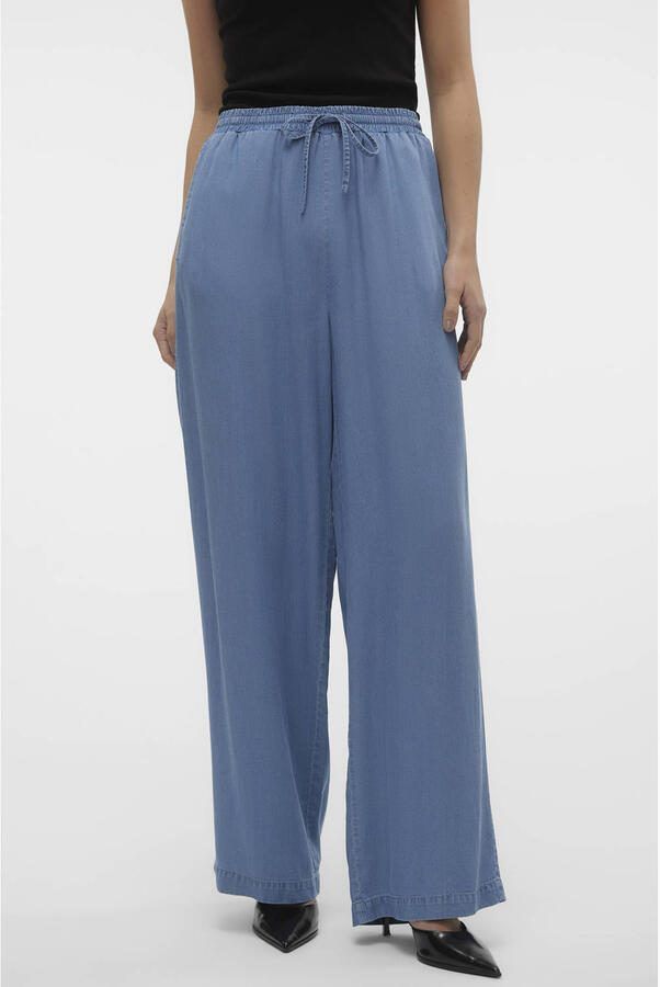 Vero Moda Regular fit wijde broek met tunnelkoord model 'BREE' - Foto 3