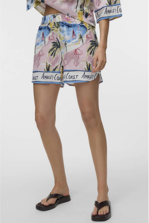 Vero Moda relaxed fit short van mix van biologisch katoen en linnen model 'EDITH' - Foto 3