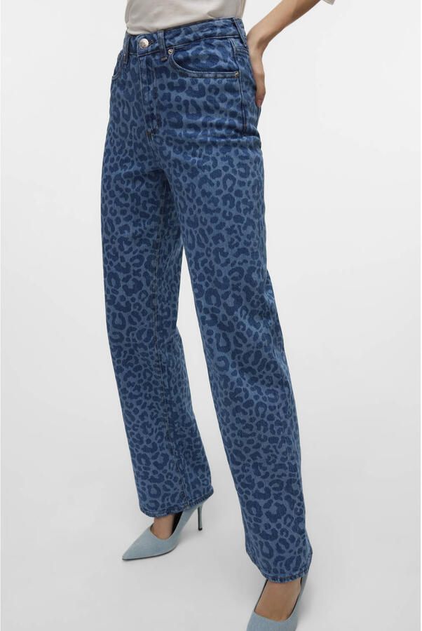 VERO MODA high waist wide leg jeans medium blue denim