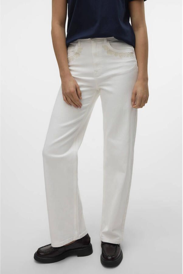 VERO MODA high waist wide leg jeans wit