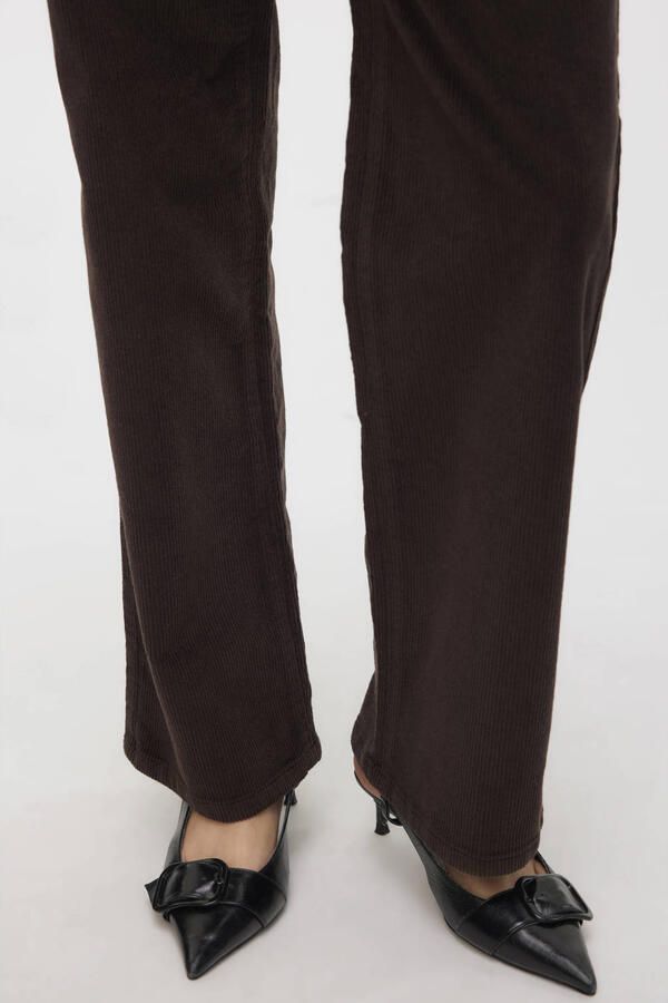 VERO MODA wide leg casual corduroy broek donkerbruin - Foto 3