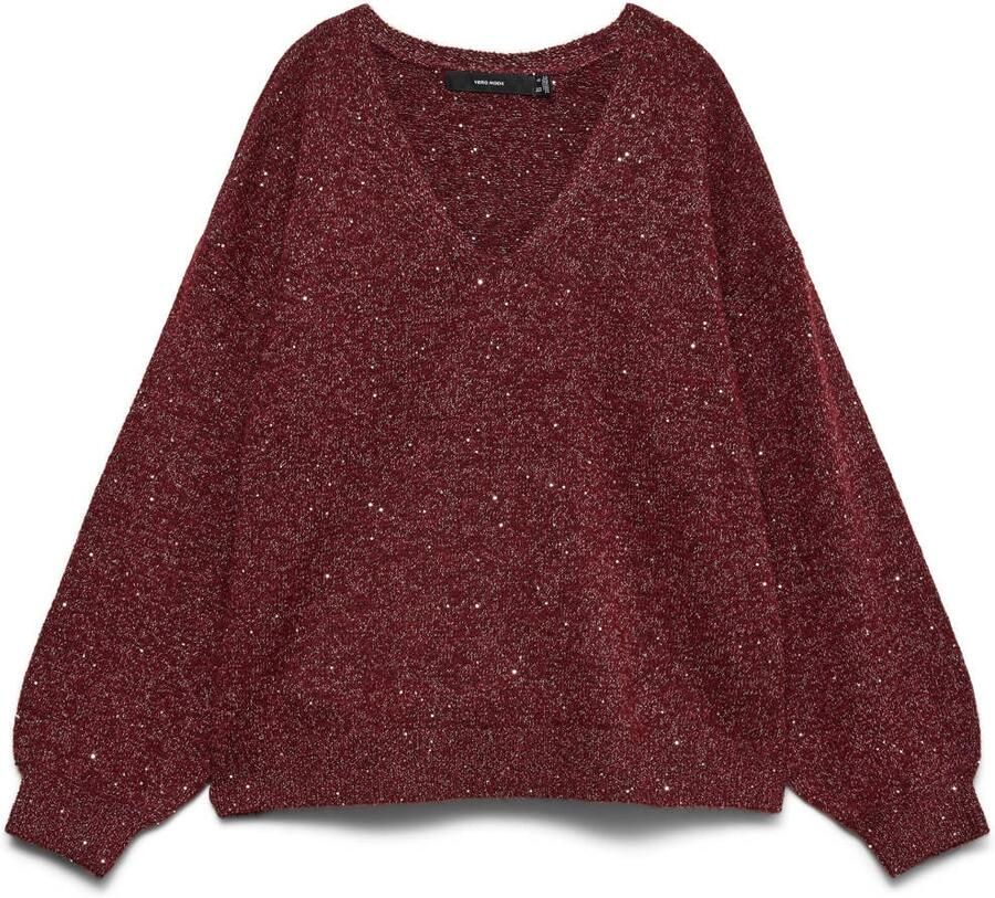 VERO MODA gebreide trui met pailletten donkerrood