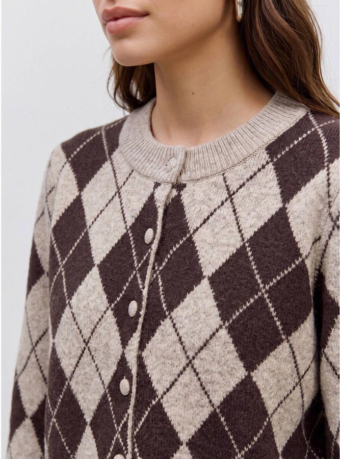 VERO MODA gebreid geruit vest met wol beige - Foto 2