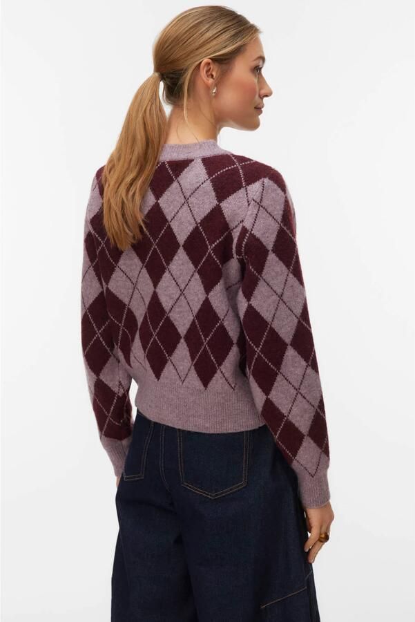 VERO MODA gebreid geruit vest met wol paars - Foto 2