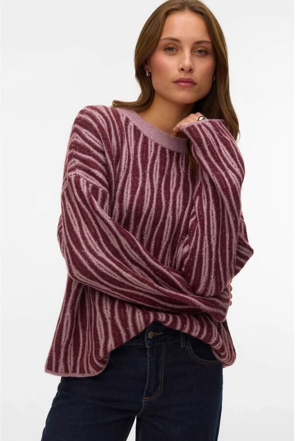 VERO MODA gebreide trui met print paars roze