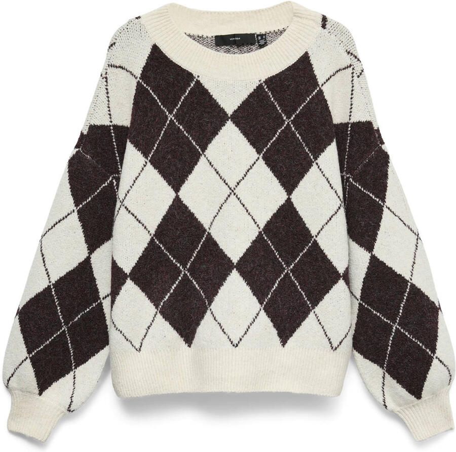 VERO MODA gebreide geruite trui ecru