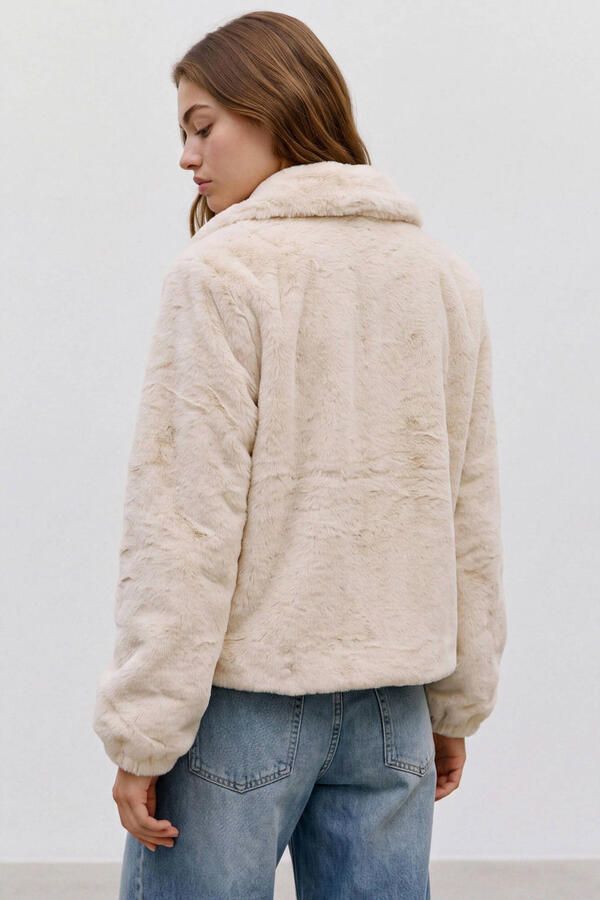 VERO MODA imitatiebont faux fur jas ecru - Foto 3