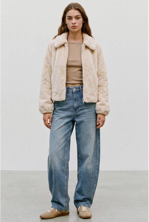VERO MODA imitatiebont faux fur jas ecru - Foto 2
