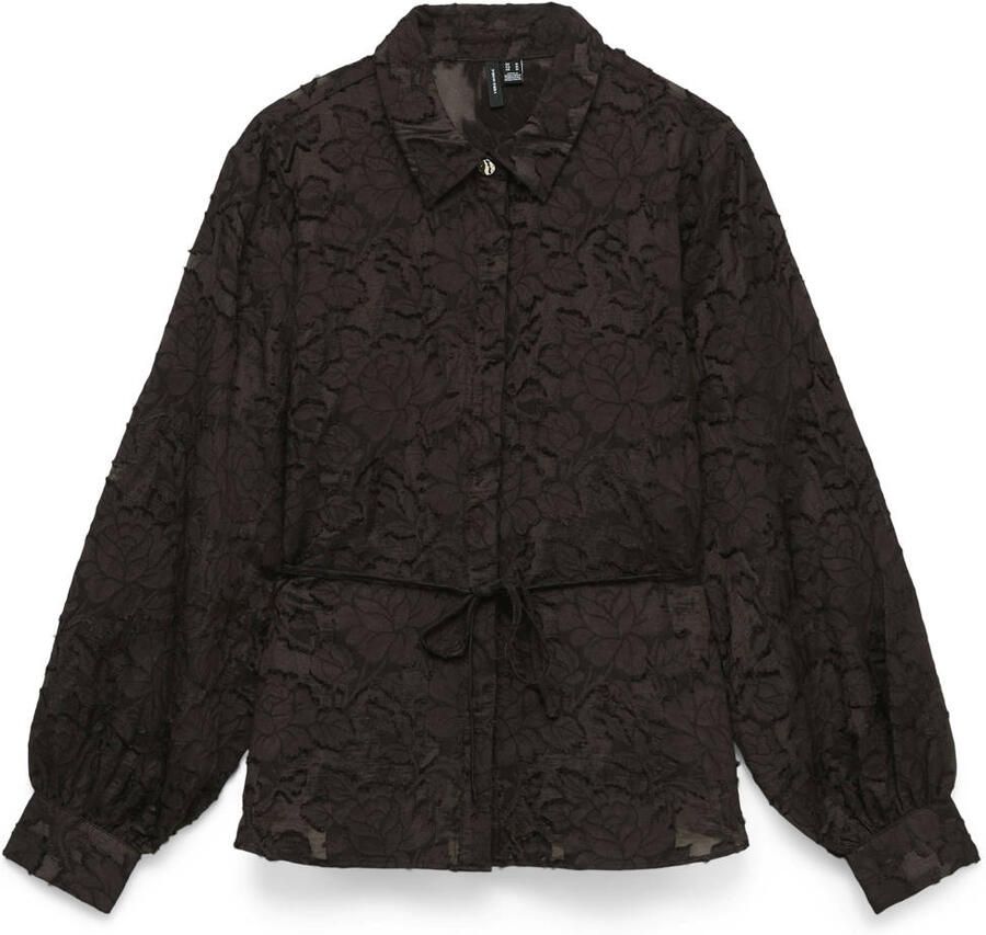VERO MODA jacquard blouse met print bruin