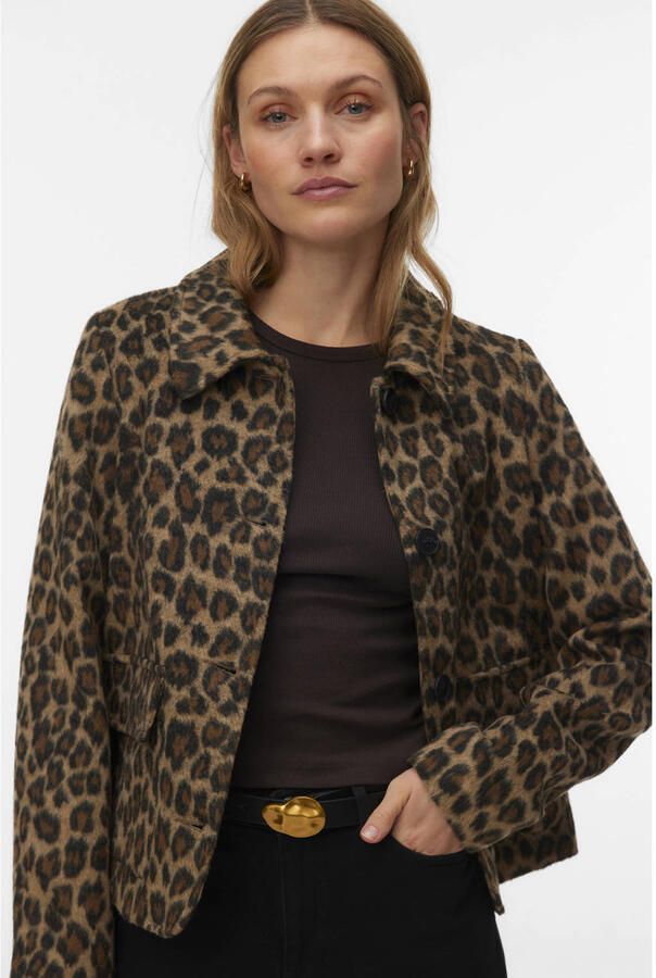 VERO MODA jas met panterprint bruin