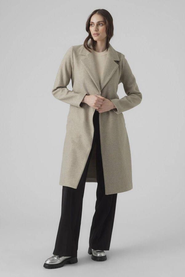 Vero Moda Getailleerde lange jas met strikceintuur model 'FORTUNEAYA'