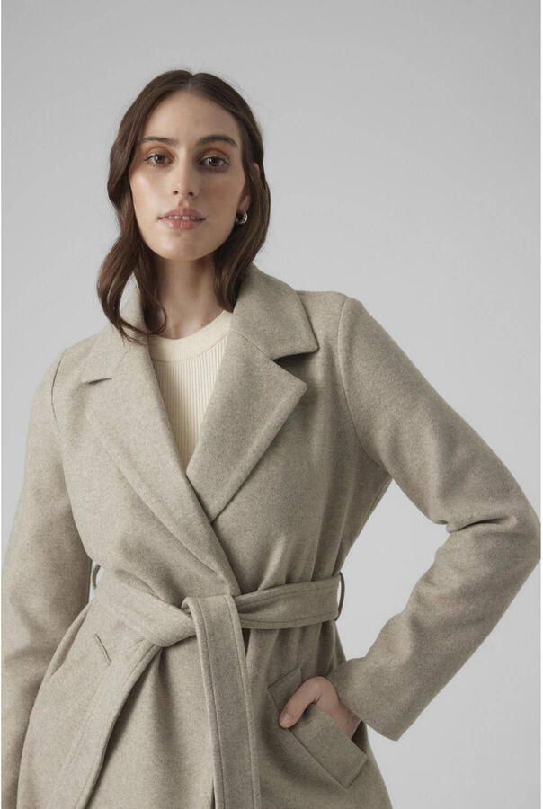 Vero Moda Getailleerde lange jas met strikceintuur model 'FORTUNEAYA' - Foto 2