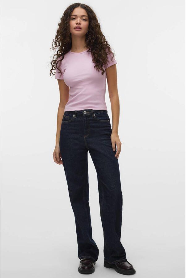 Vero Moda Regular fit T-shirt met geribde look model 'CHLOE'