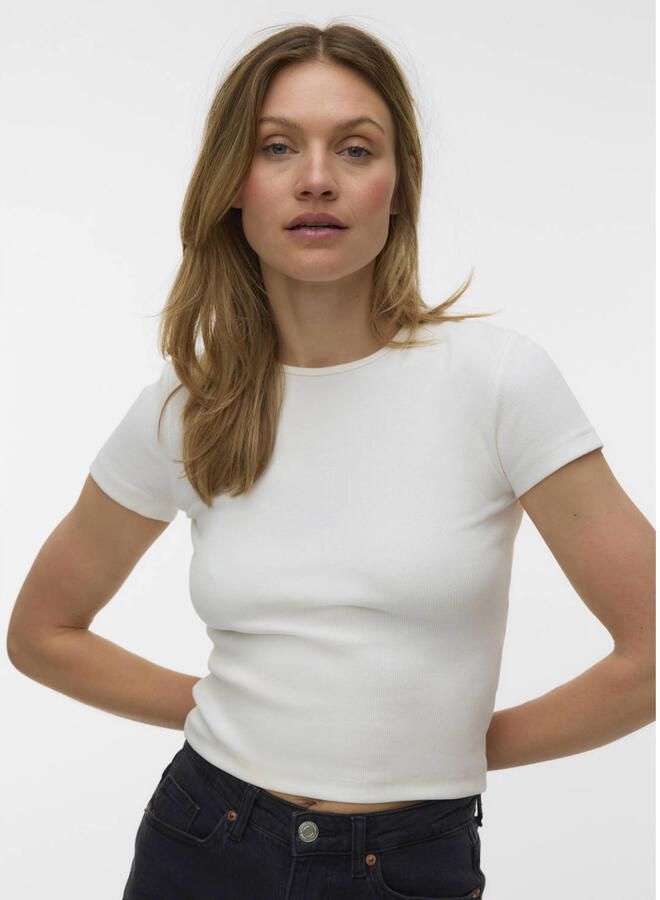 Vero Moda Regular fit T-shirt met geribde look model 'CHLOE'